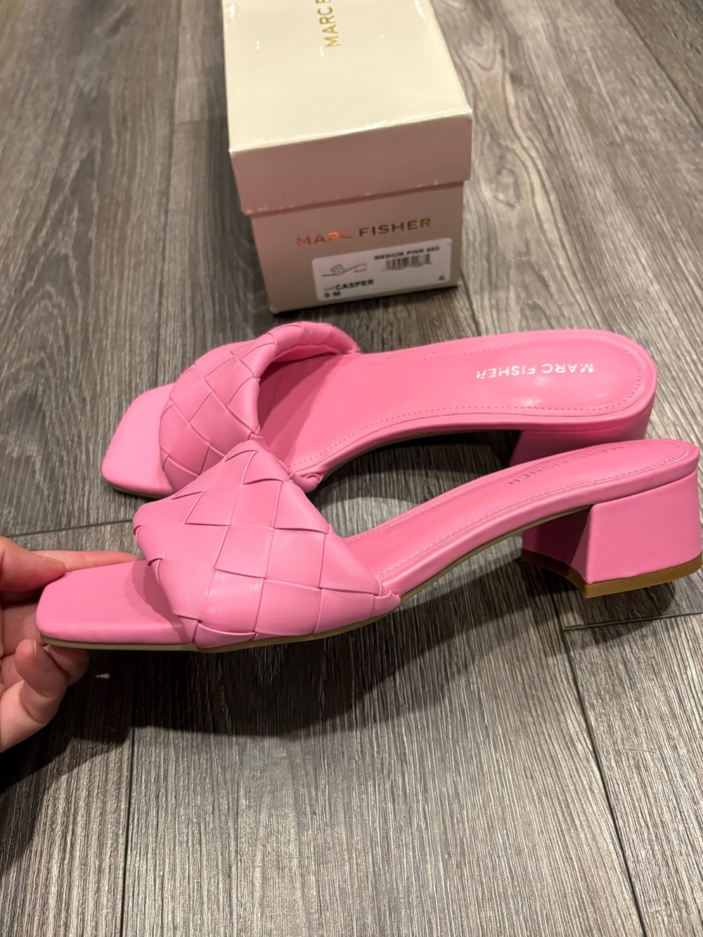 Marc Fisher Pink Braided Slide Sandals